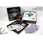 SCATOLA GIOCHI POKER 100 FICHES PIU DUE MAZZI DI CARTE