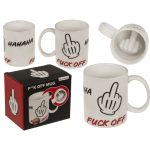 Tazza, Fuck off in ceramica, 8 x 10 cm, capacità 250 ml,